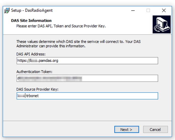 DAS Radio Agent Setup Dialog