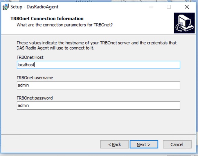 DAS Radio Agent TRBOnet Connection Dialog