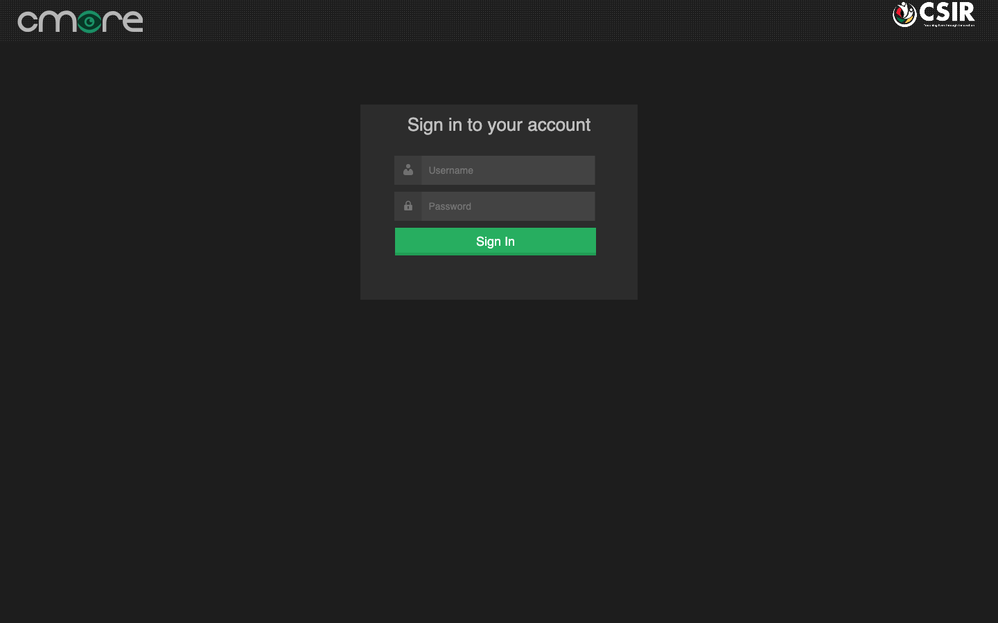 CMORE sign-in page