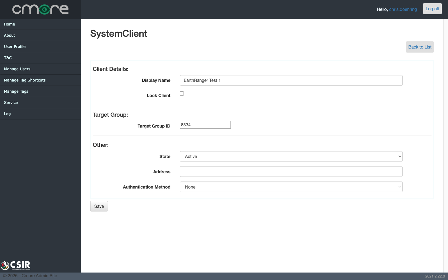 Service edit page: Target Group ID and State