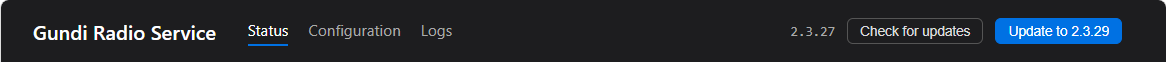 Header with update available placeholder